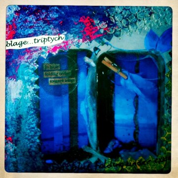 in blue....folding under exigent wings...